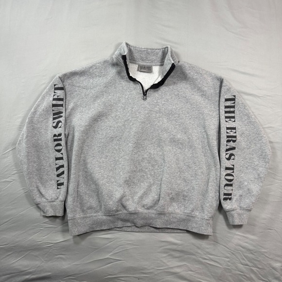 Taylor Swift Tops - Taylor Swift The Eras Tour Quarter Zip Pullover Heather Gray Sz M Concert Merch